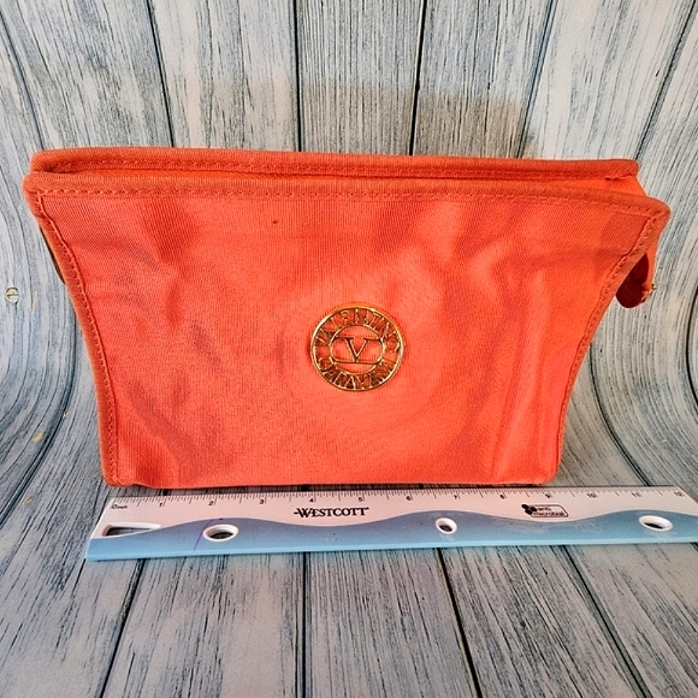 π₯Valentino Garavani Clutch/Zippered Vintage Canvas Coral Red Bagπ₯ - Picture 12 of 15
